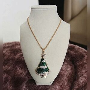 Betsey Johnson Gold-Tone Christmas Tree Pendant Necklace